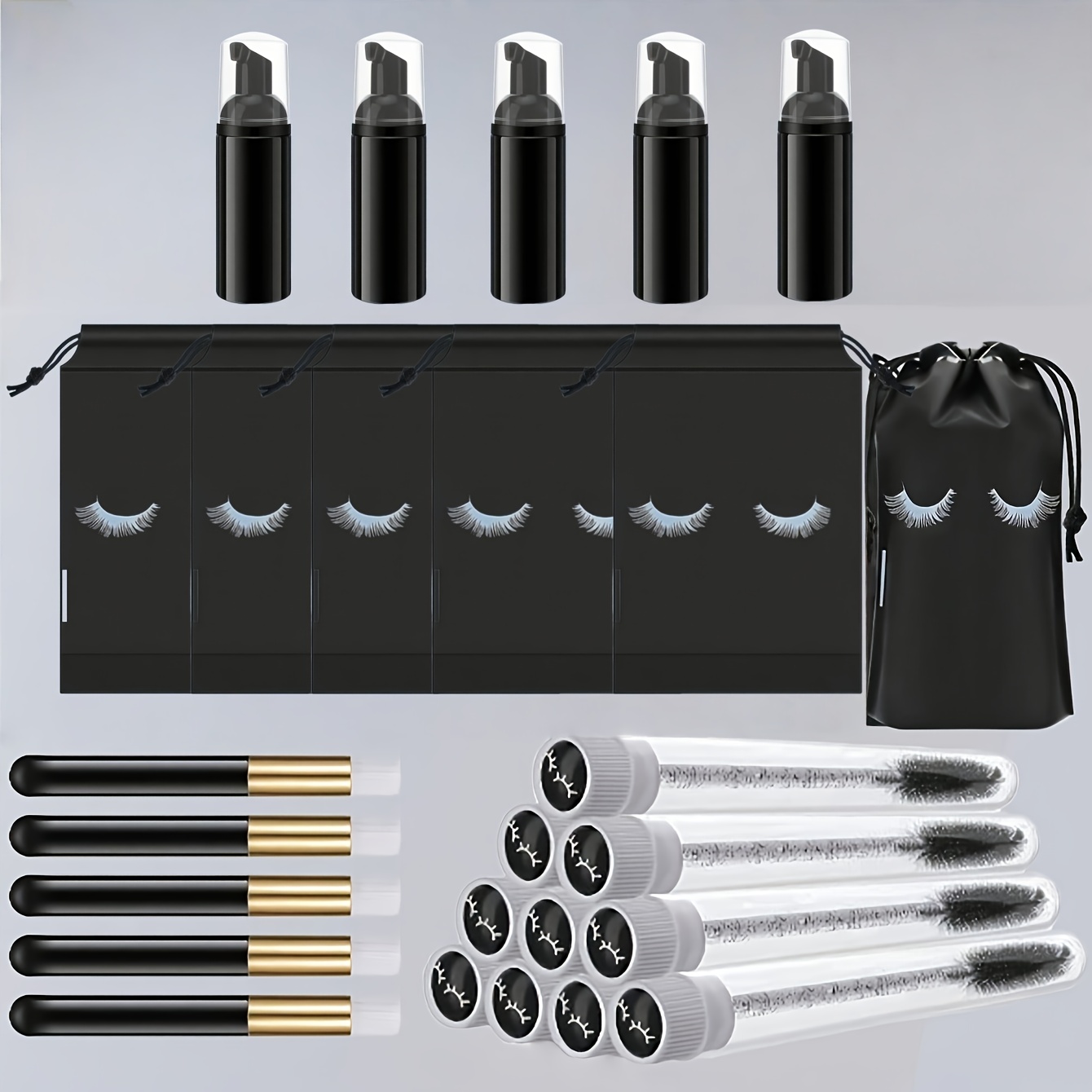 Detailing Brush Set - 20-teiliges Wimpernpflegeset – 5 Schaumstoffpumpen +