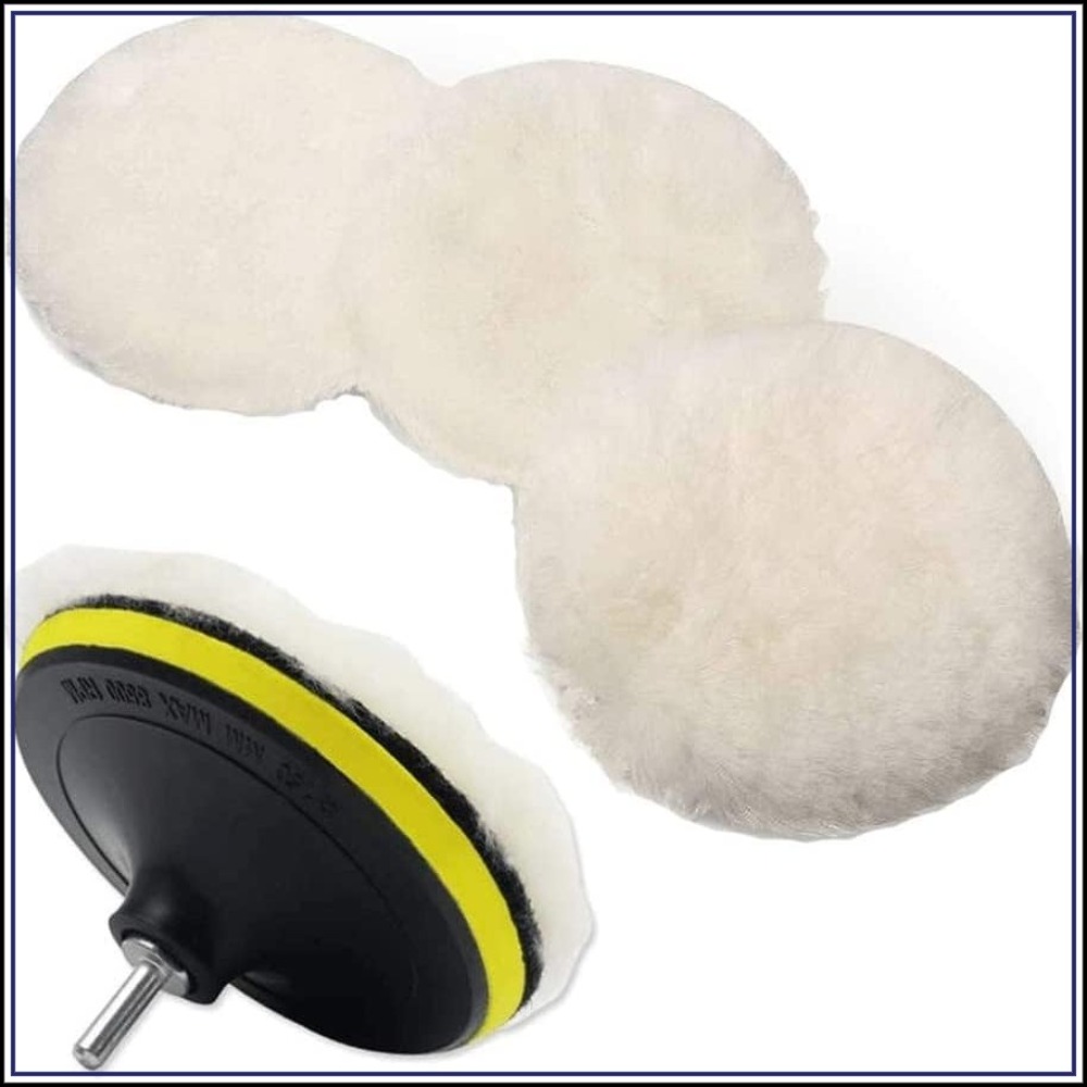 Polish Pad Set Buffer - 6-teiliges 5-Zoll-Wollpolierpad-Set für Bohrmaschinen-Polieraufsatz mit M14-Adapter