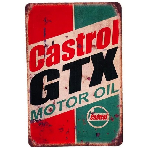 Castrol Oil Gtx - Castrol GTX Motoröl Blechschild Retro Autowerkstatt